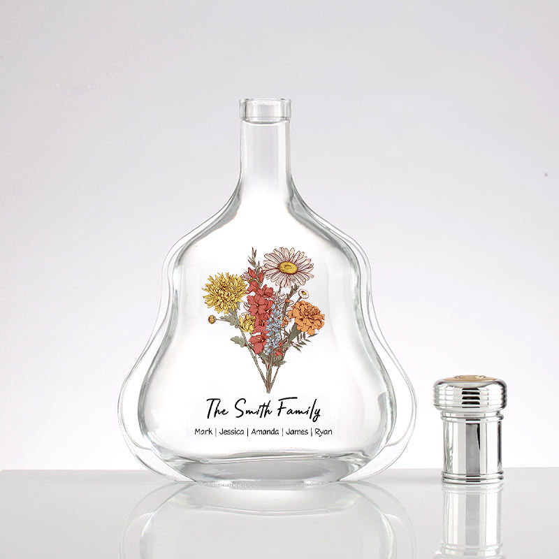 Custom Whiskey Bottles With Birth Flowers
