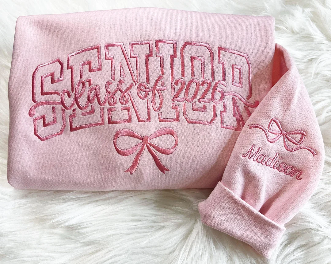 Embroidered Senior bow Sweatshirt