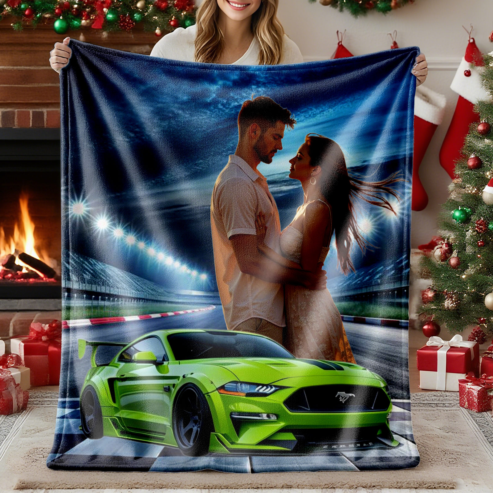 Custom Car Photo Blanket Couple Photo Blanket
