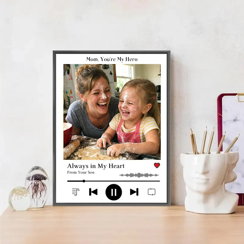 Personalized Mother's Day Song & Photo Poster - Custom Heartbeat Melody Wall Art - Printable Mom Gift from Daughter, Son, Grandkids