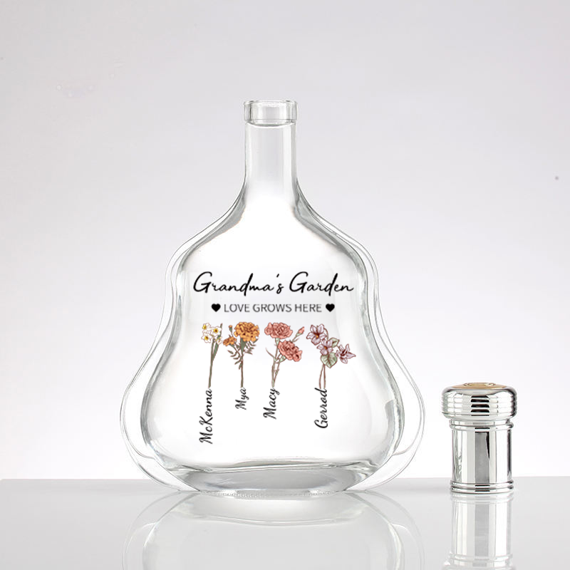 Custom Whiskey Bottles With Month Flowers