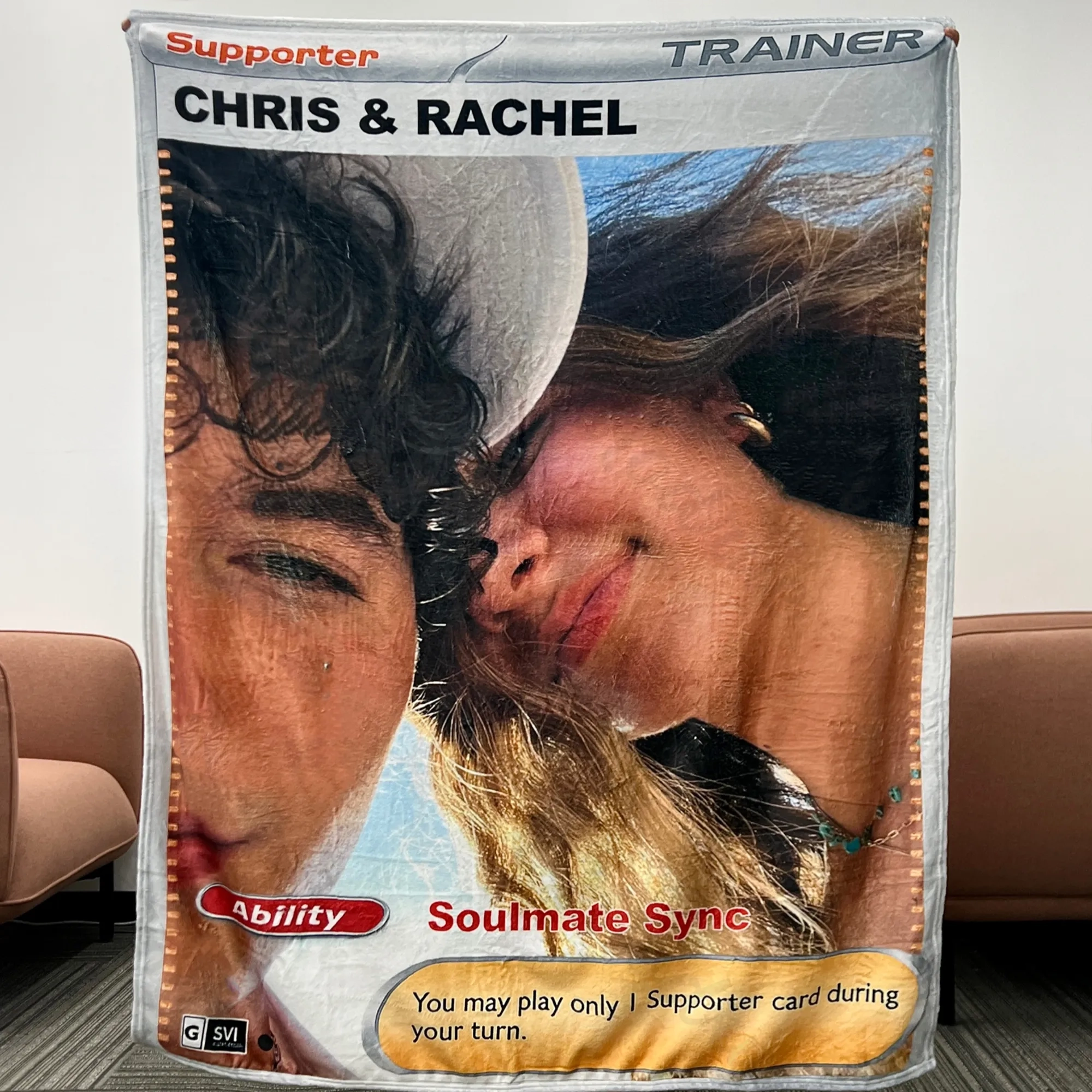 Personalized Couple Photo Card Blanket