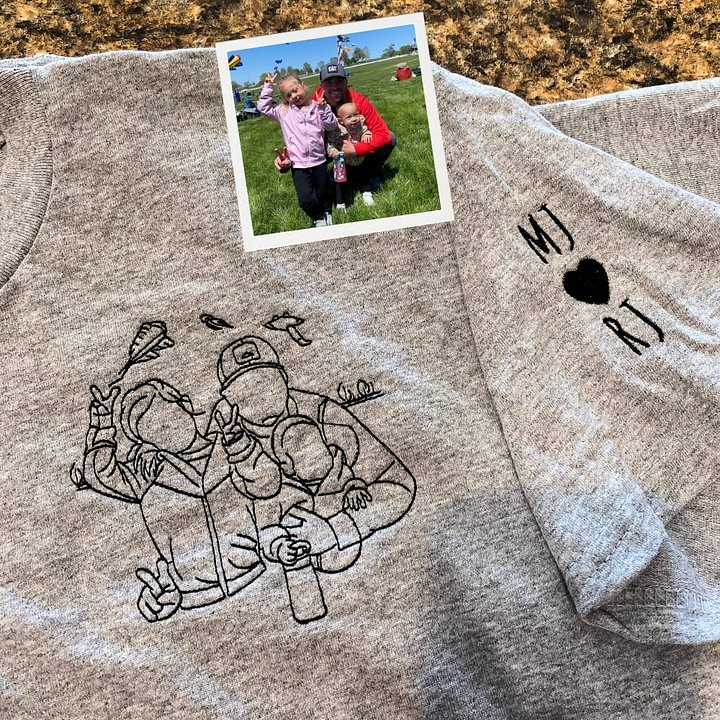 Unique Personalized Embroidered Portrait Sweatshirt Gift for Dad