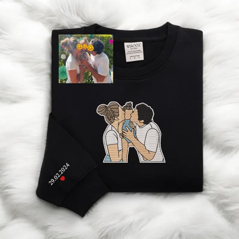 Custom Embroidered Sweatshirt with a Photo Portrait 