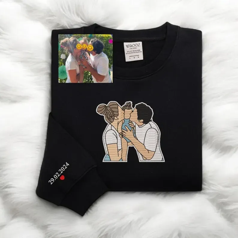 Custom Embroidered Sweatshirt with a Photo Portrait 