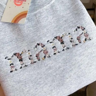 Custom Christmas Floral Mama Embroidered Sweatshirt