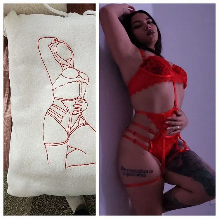 Custom Embroidered Sweatshirt – Personalized Sexy Portrait Gift for Him 💕🔥