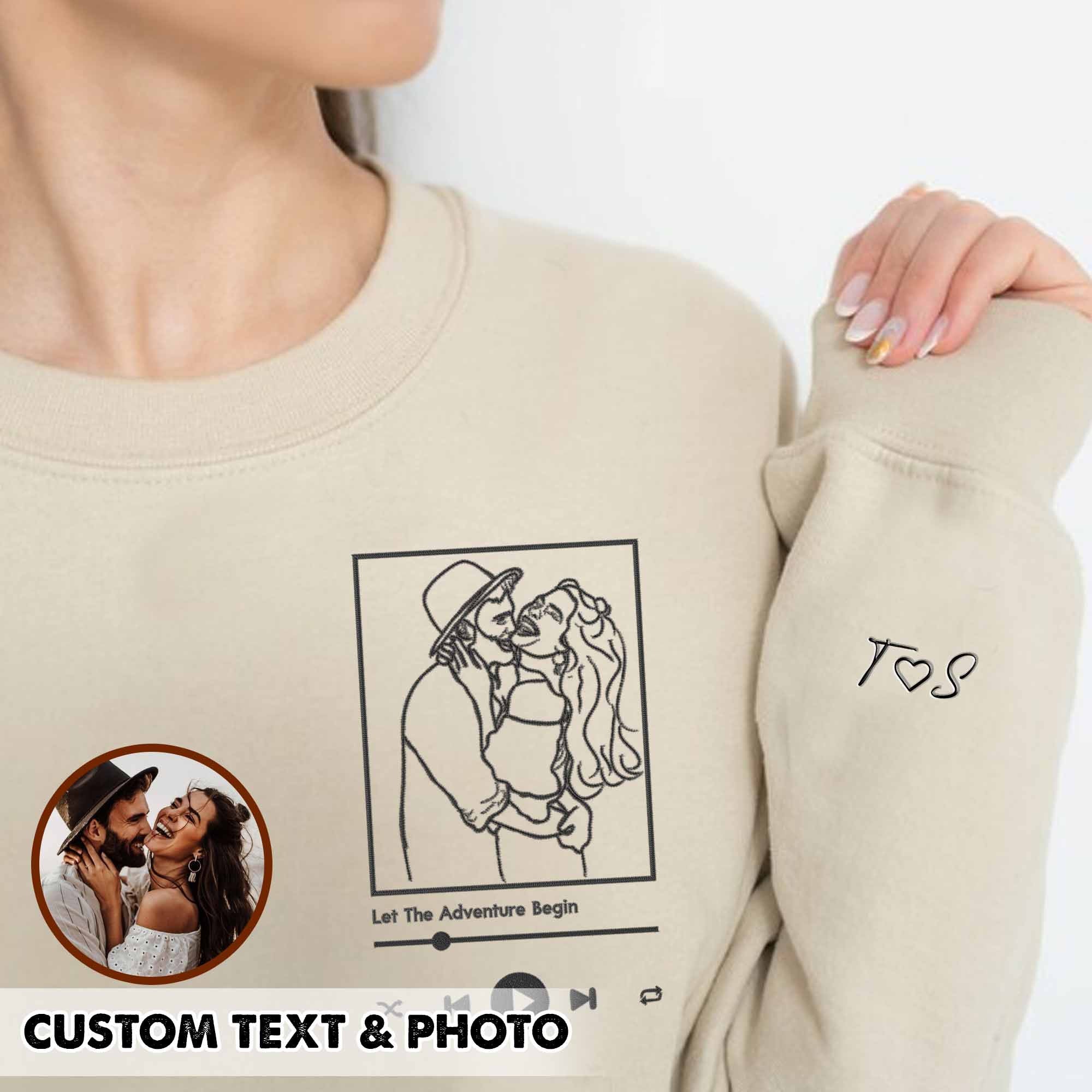 Custom Photo Embroidery Sweatshirt Couple hoodie