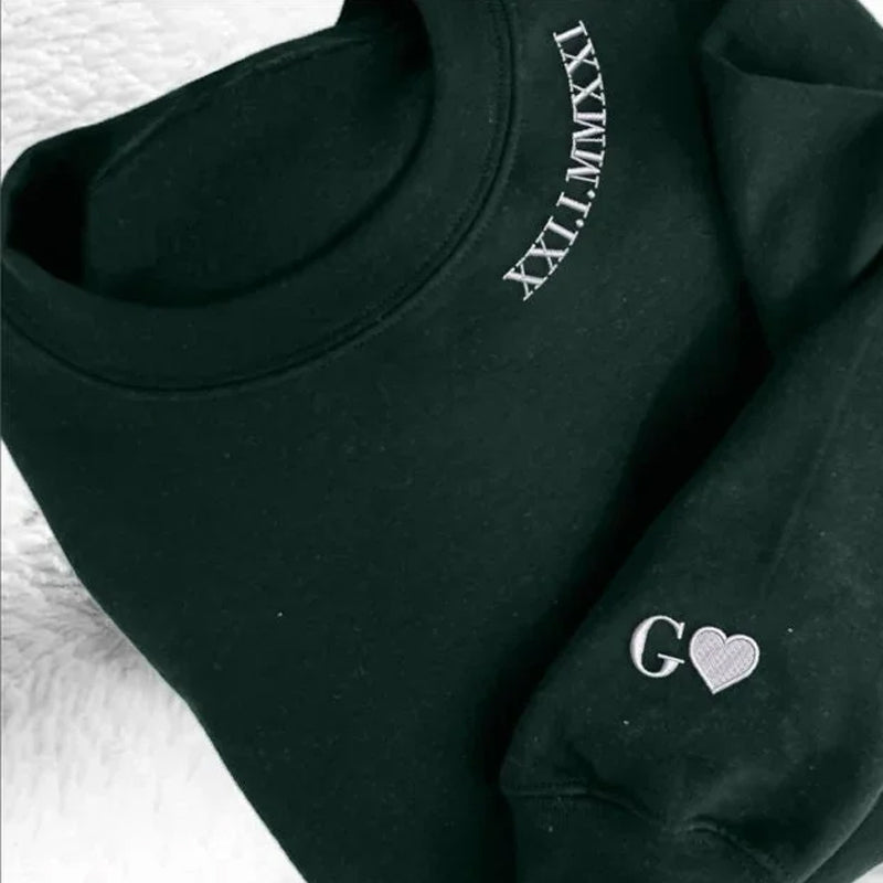 Custom Embroidered Date Roman Numeral T-shirt Roman Numeral Hoodie