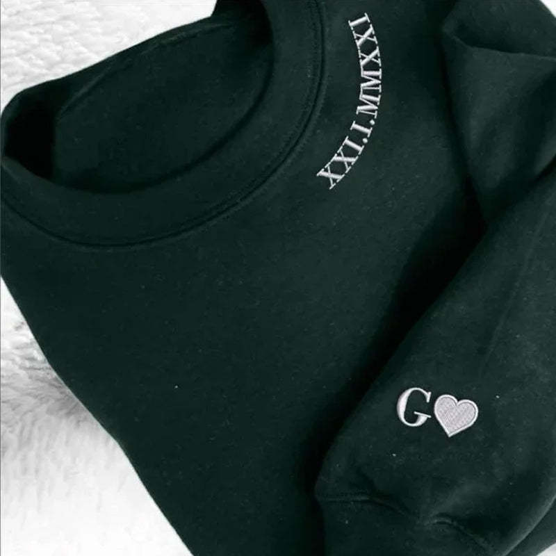 Custom Embroidered Date Roman Numeral T-shirt Roman Numeral Hoodie