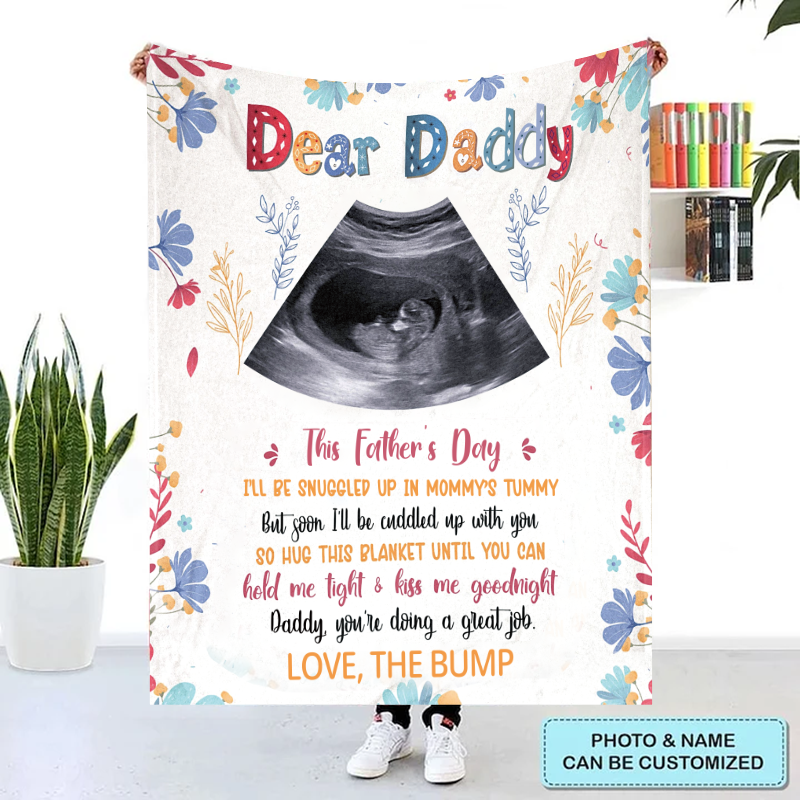 Personalized Sonogram Photo for Daddy Blanket, Daddy To Be Blanket, Pregnancy Annoucement Gifts