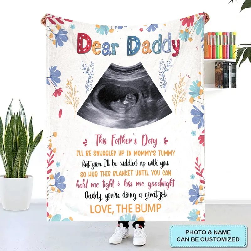 Personalized Sonogram Photo for Daddy Blanket, Daddy To Be Blanket, Pregnancy Annoucement Gifts
