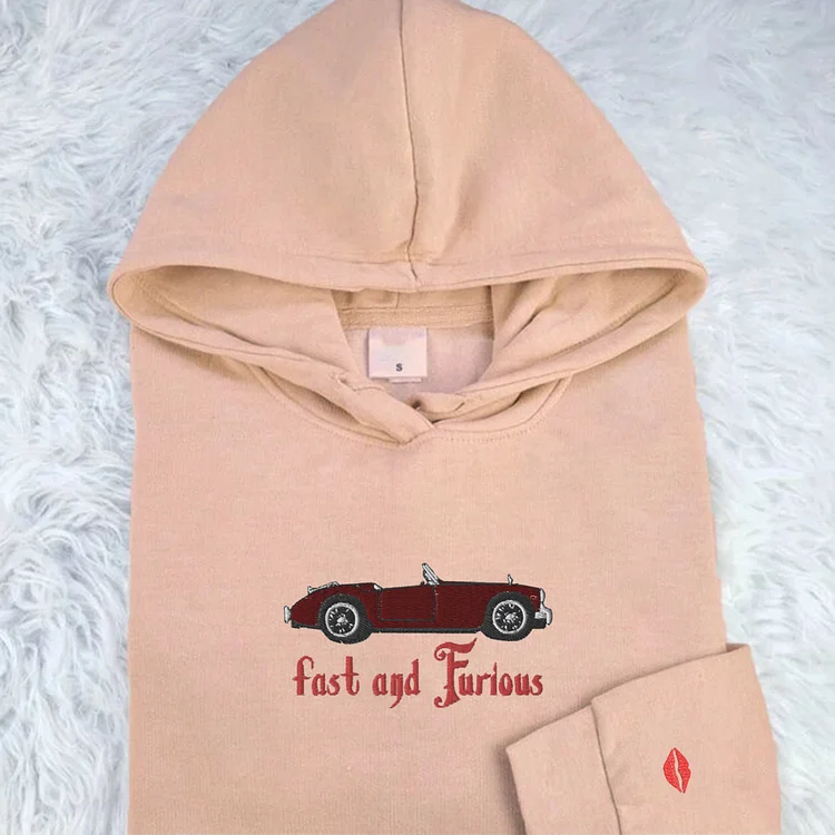 Extreme Speed Hoodie Embroidered Lovely Car Embroidered Hoodie