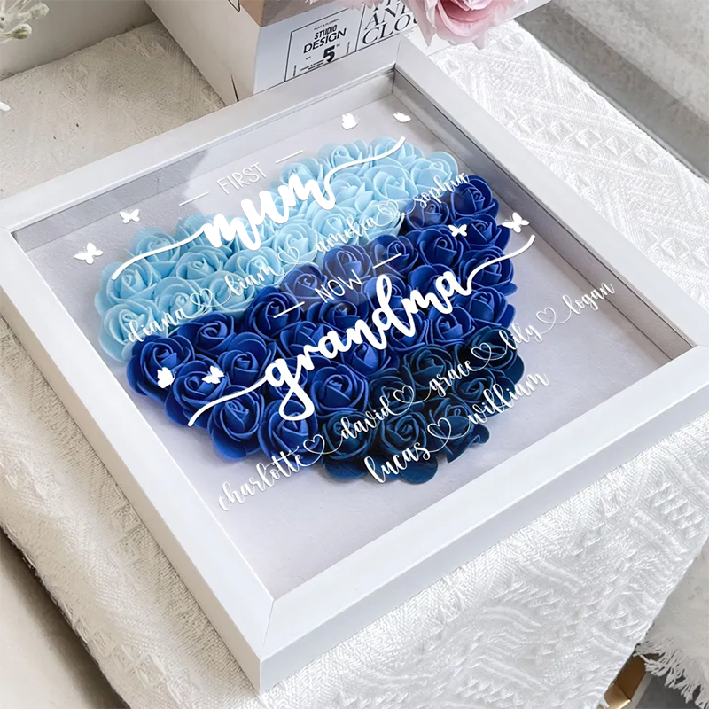 First Mum Now Grandma - Personalized Flower Shadow Box