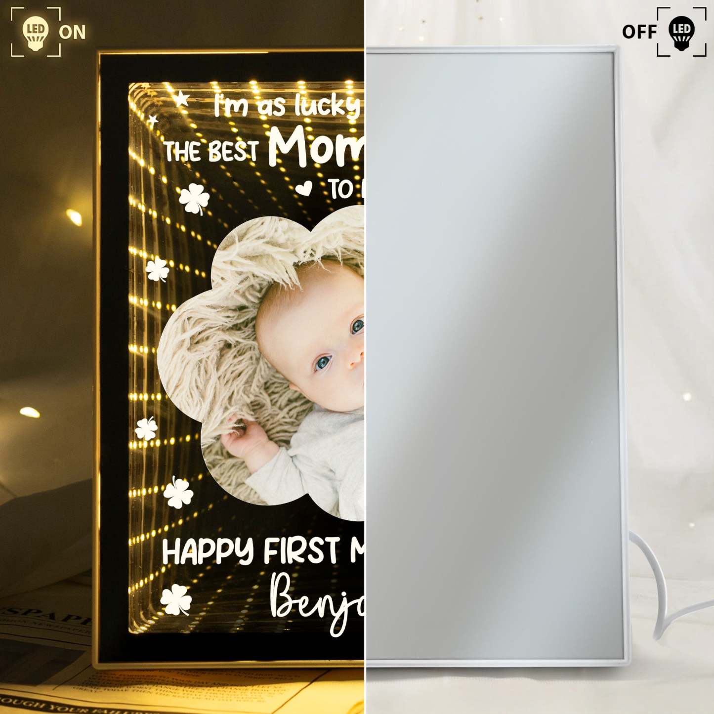 I'm As Lucky As Can Be - Personalized Infinity Mirror Light Box
