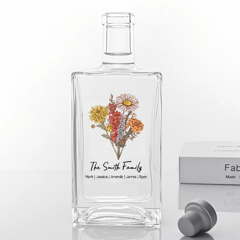 Custom Whiskey Bottles With Birth Flowers