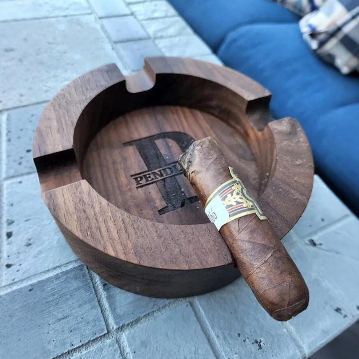 Personalized Name Walnut Cigar Ash Tray