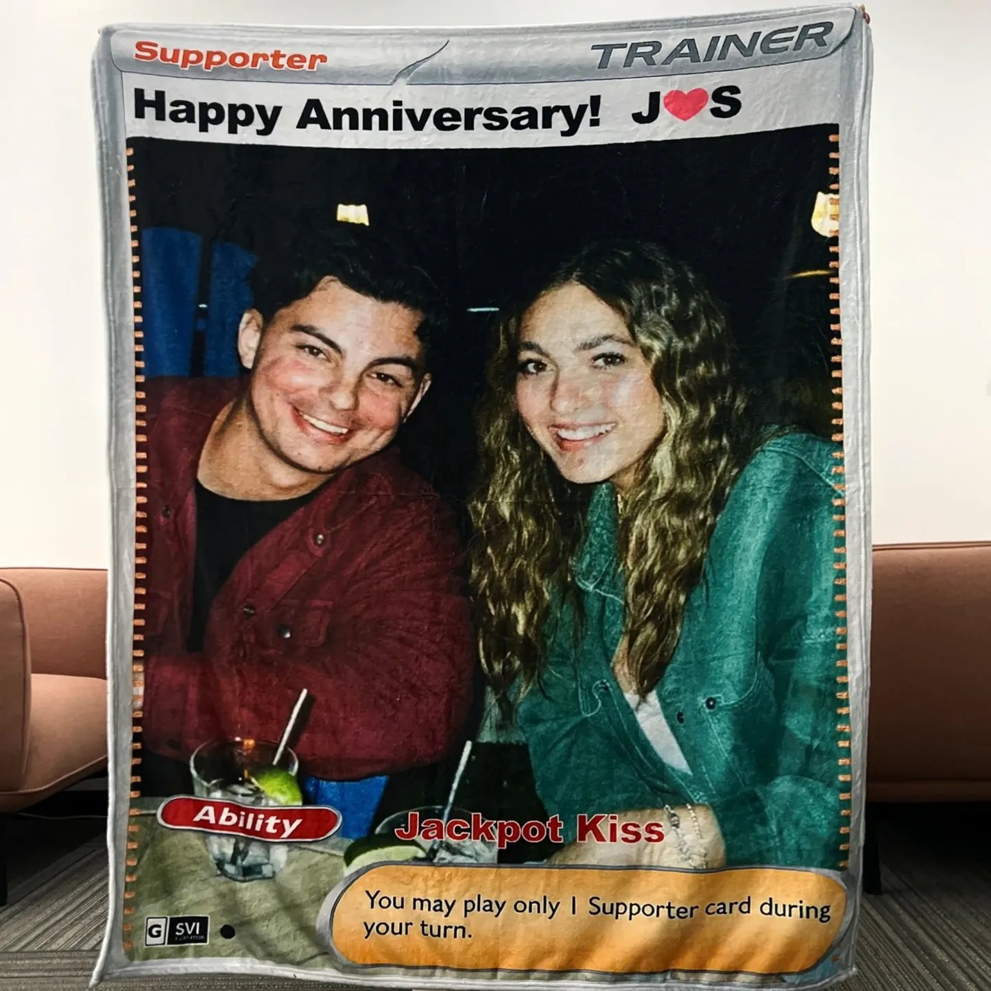 Personalized Couple Photo Card Blanket