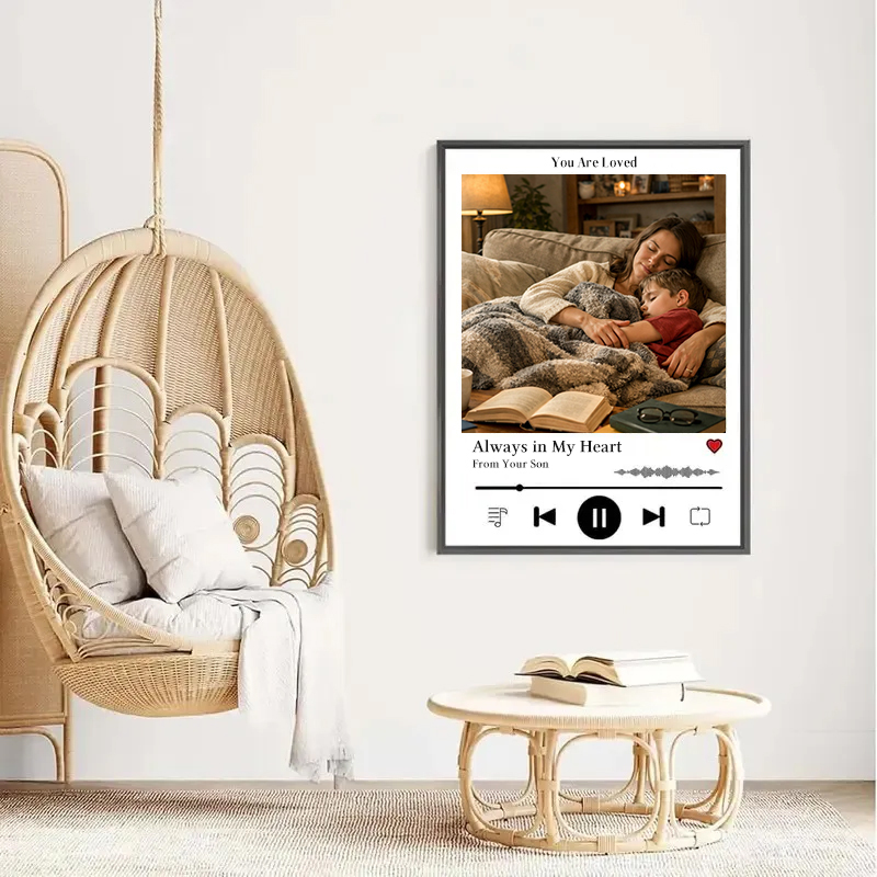 Personalized Mother's Day Song & Photo Poster - Custom Heartbeat Melody Wall Art - Printable Mom Gift from Daughter, Son, Grandkids