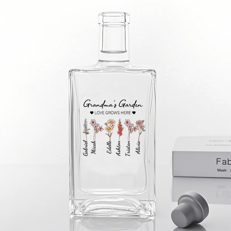 Custom Whiskey Bottles With Month Flowers