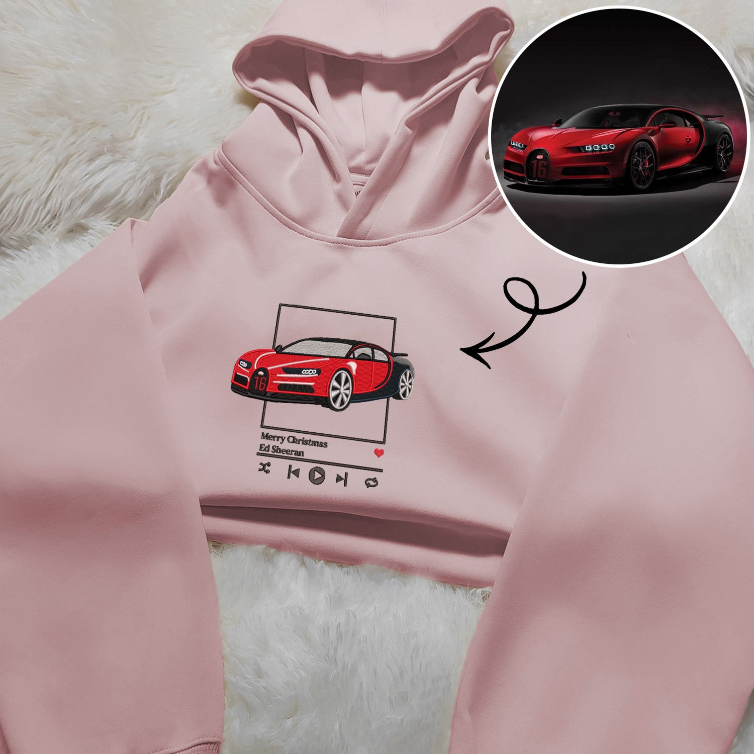 Custom Car Music Player Embroidered Hoodie