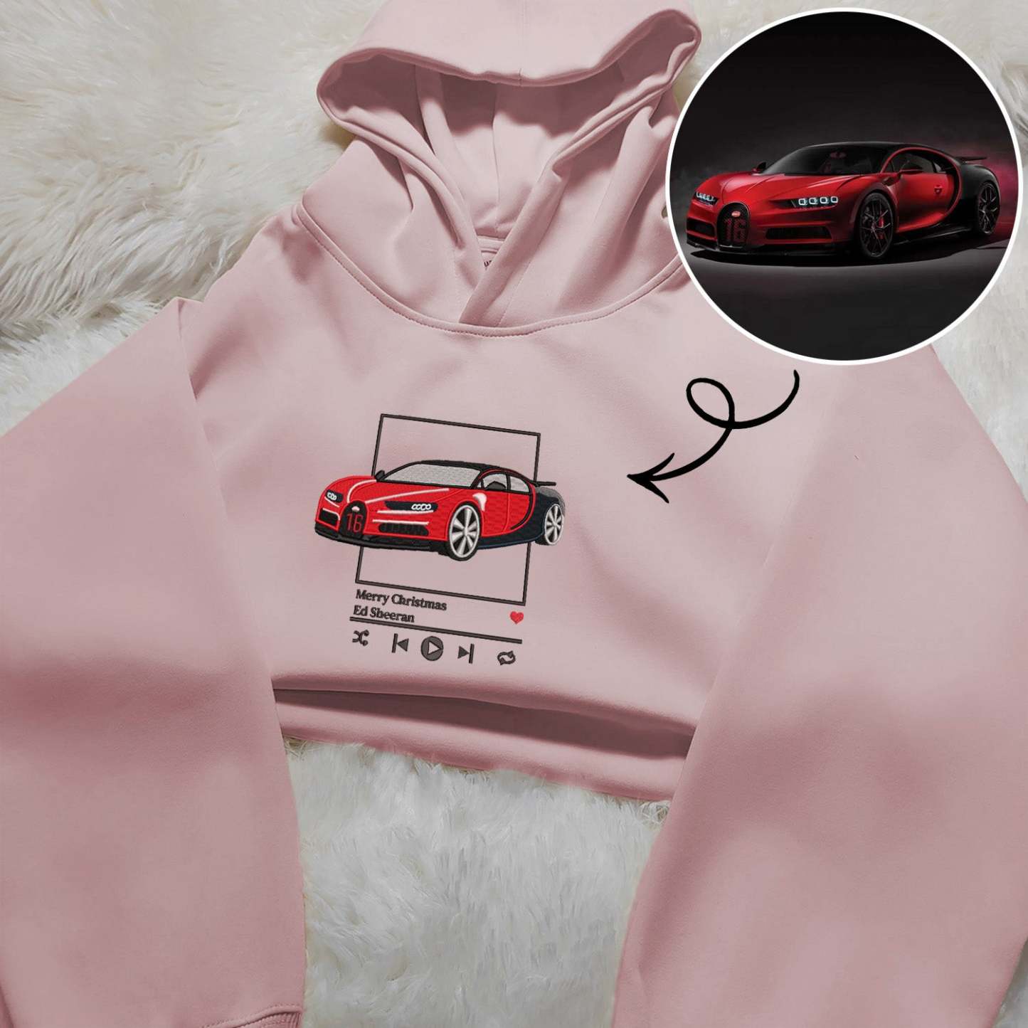 Custom Car Music Player Embroidered Hoodie