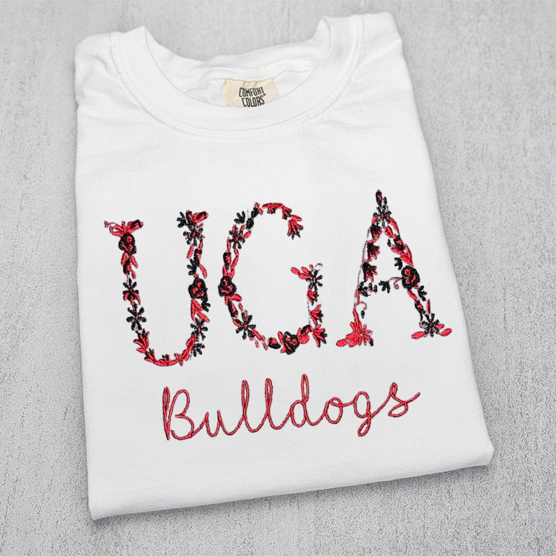 Custom College Sweatshirts with Elegant Floral Embroidery and Trendy University Names