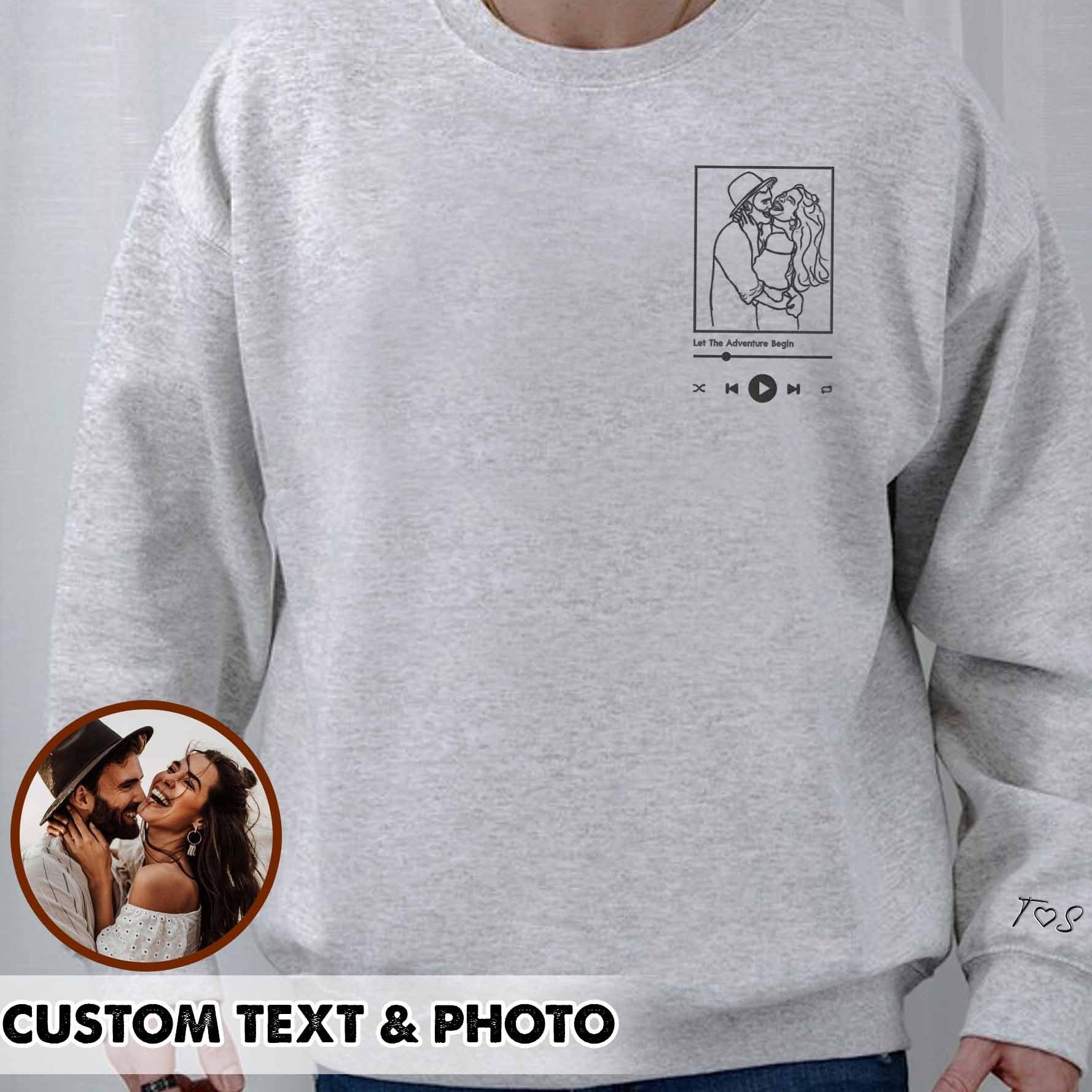 Custom Photo Embroidery Sweatshirt Couple hoodie