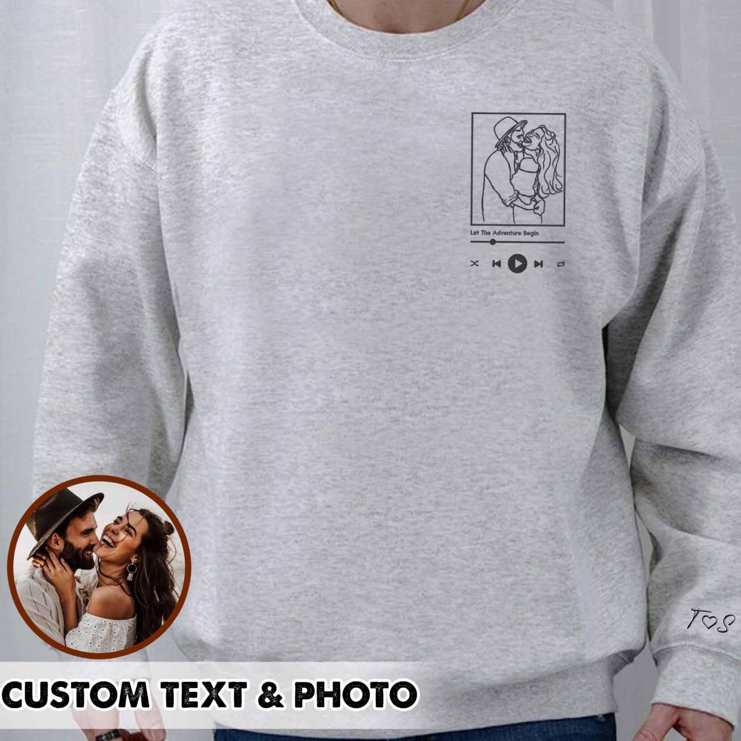 Custom Photo Embroidery Sweatshirt Couple hoodie