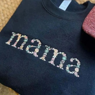 Custom Christmas Floral Mama Embroidered Sweatshirt