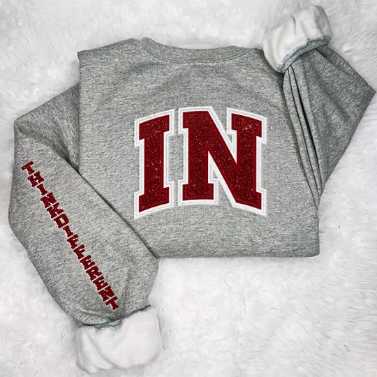 Custom Team Glitter Embroidered Sweatshirt Hoodie T-shirt