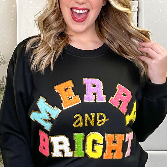 Custom Merry and Bright Soft Chenille Sweatshirt – Cozy Up in Holiday Style 🎄 