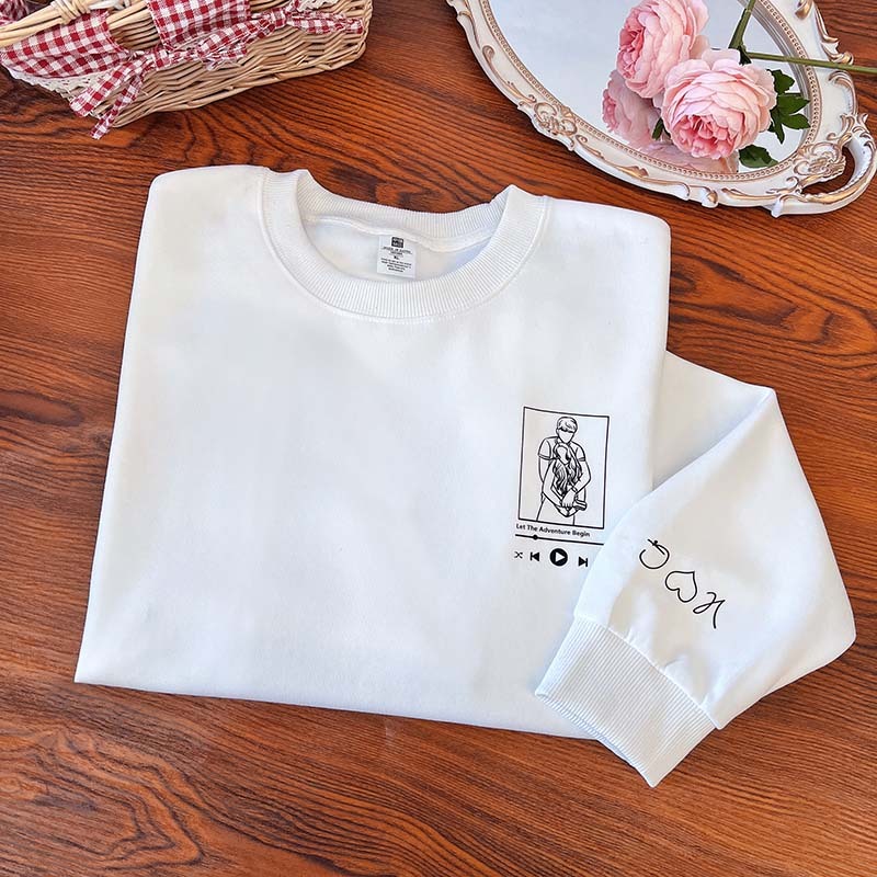 Custom Photo Embroidery Sweatshirt Couple hoodie