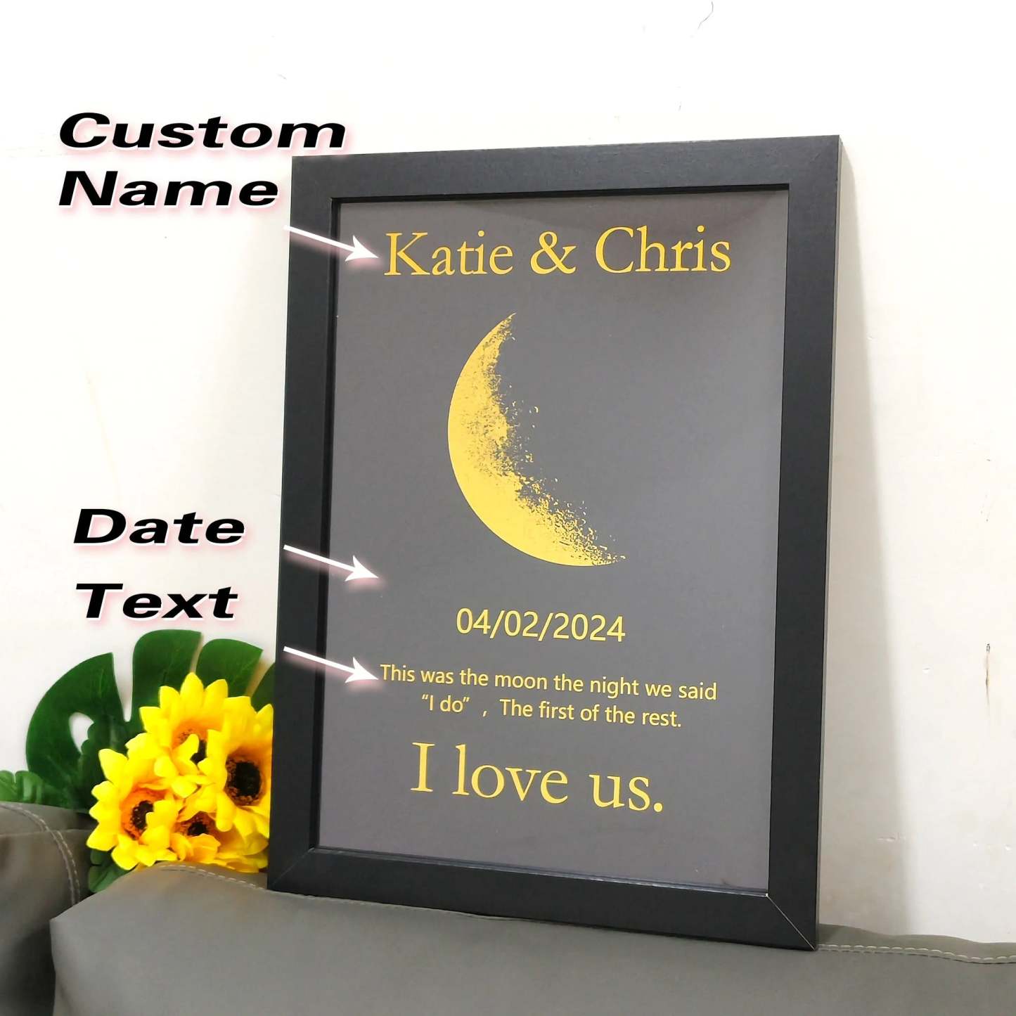 Custom Moon Phase With Custom Text - Commemorative Gift