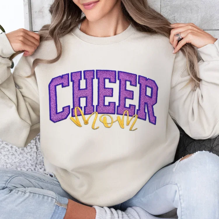 Personalized Glitter Embroidered Sports Mom Sweatshirt