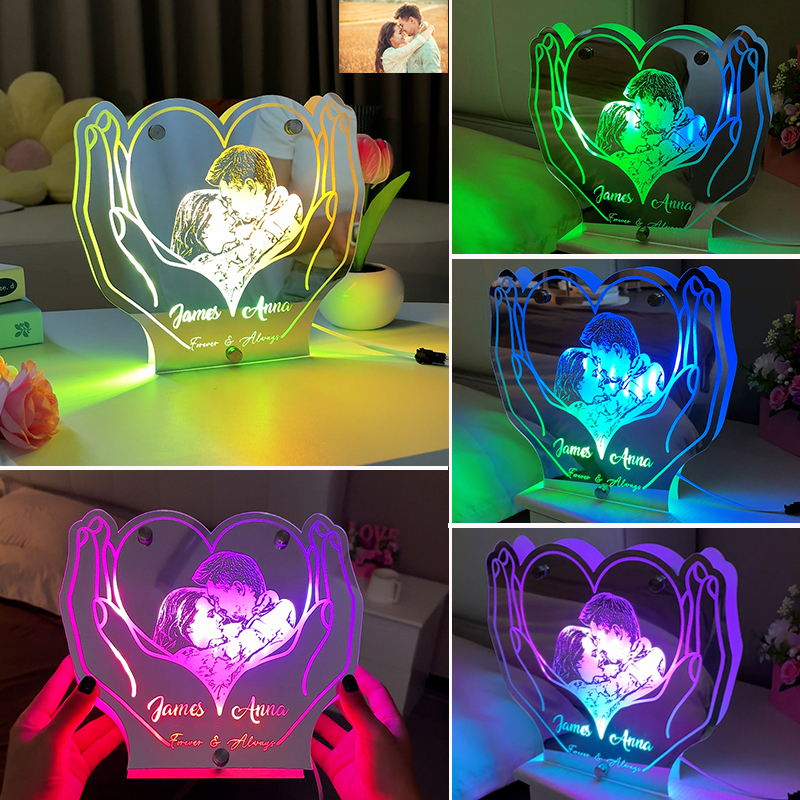 Personalized Hand-Held Heart Photo Mirror Lamp