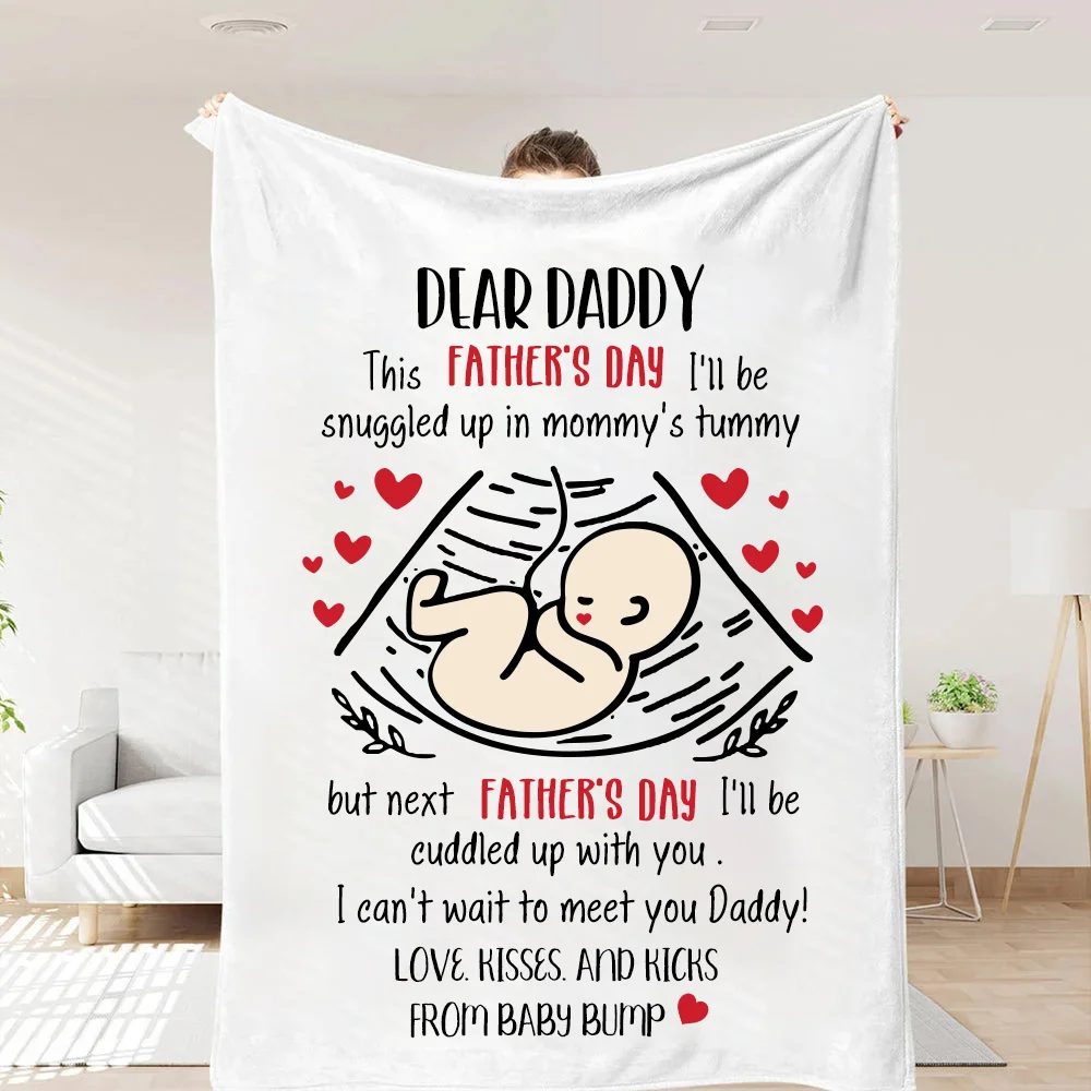 Dear Daddy Blanket, Happy Father's Day Blanket, Heart Blanket, Family Blanket