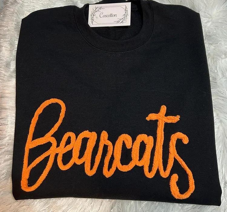 Personalized Yarn Embroidered Sweatshirt, Custom Chenille Team Sweatshirt