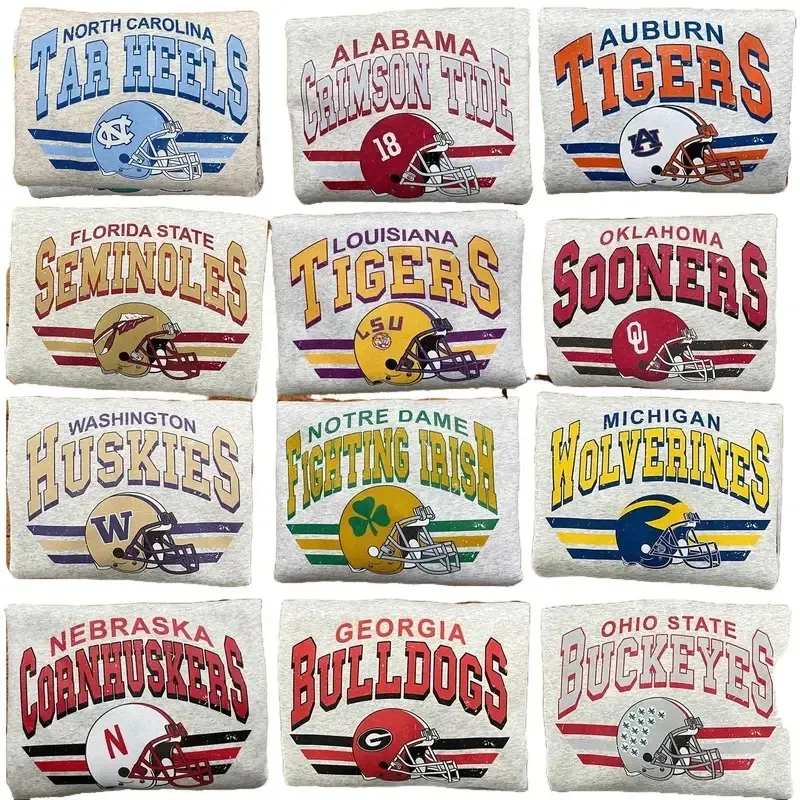 Vintage College Football Helmet T-shirt Crewneck Sweatshirt