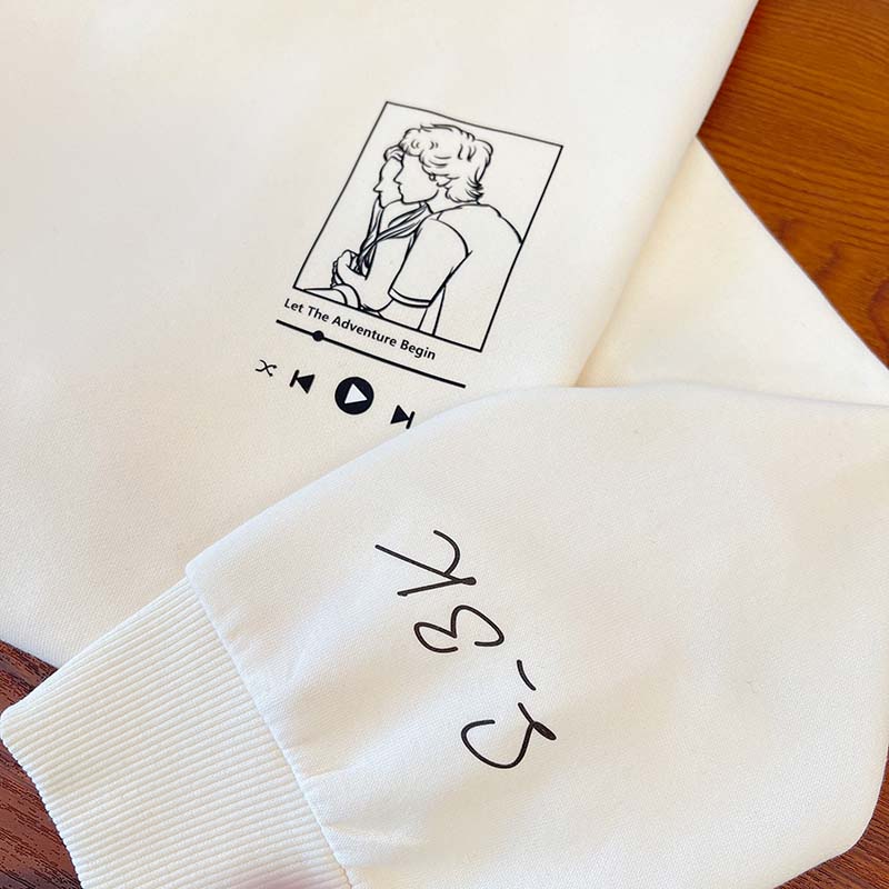 Custom Photo Embroidery Sweatshirt Couple hoodie