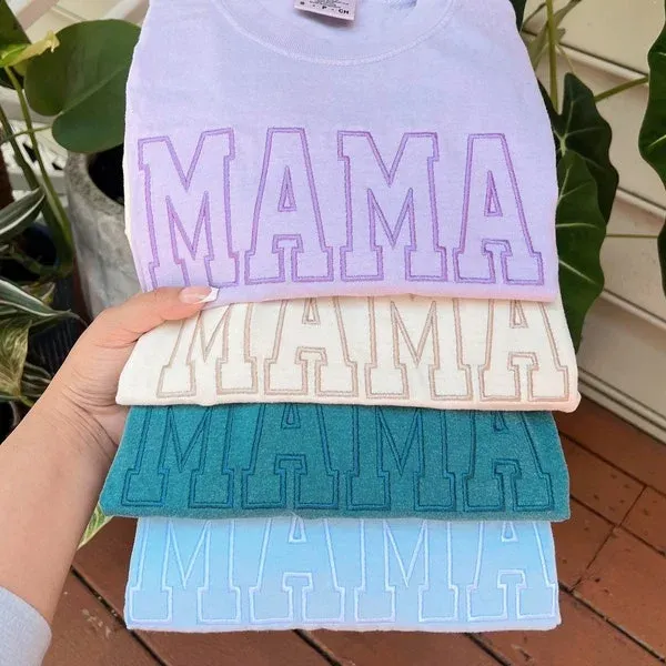 Custom Mama Embroidered Sweatshirt With Kids Names Sleeve
