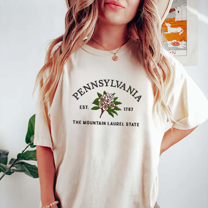 CUSTOM EMBROIDERED PENNSYLVANIA FLOWER SWEATSHIRT