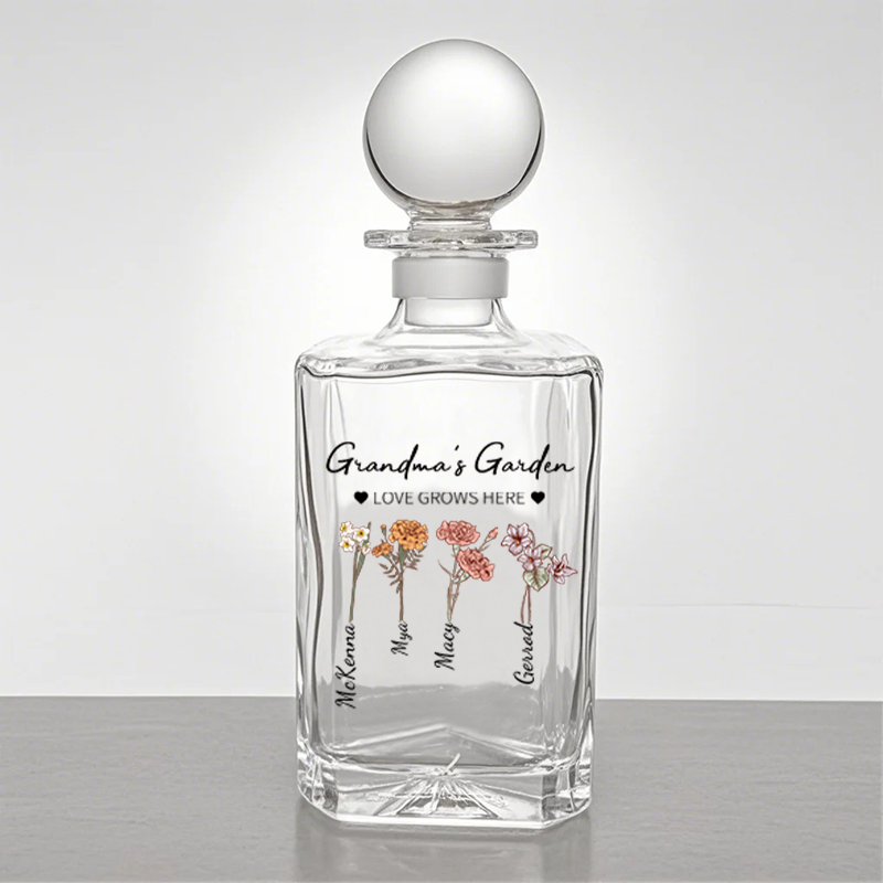 Custom Whiskey Bottles With Month Flowers