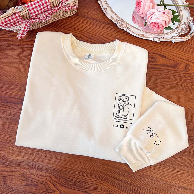 Custom Photo Embroidery Sweatshirt Couple hoodie