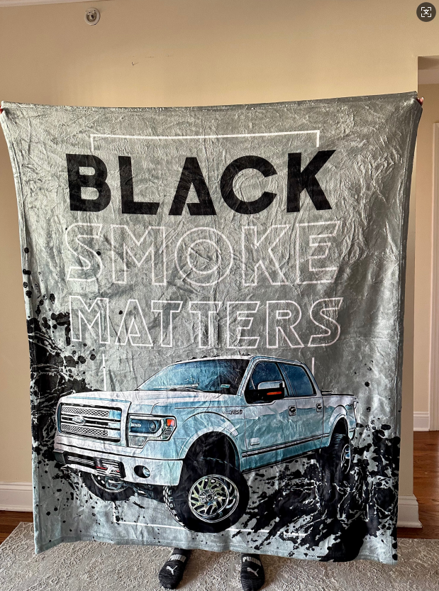 Black Smoke Matters Custom Truck Fleece Blanket