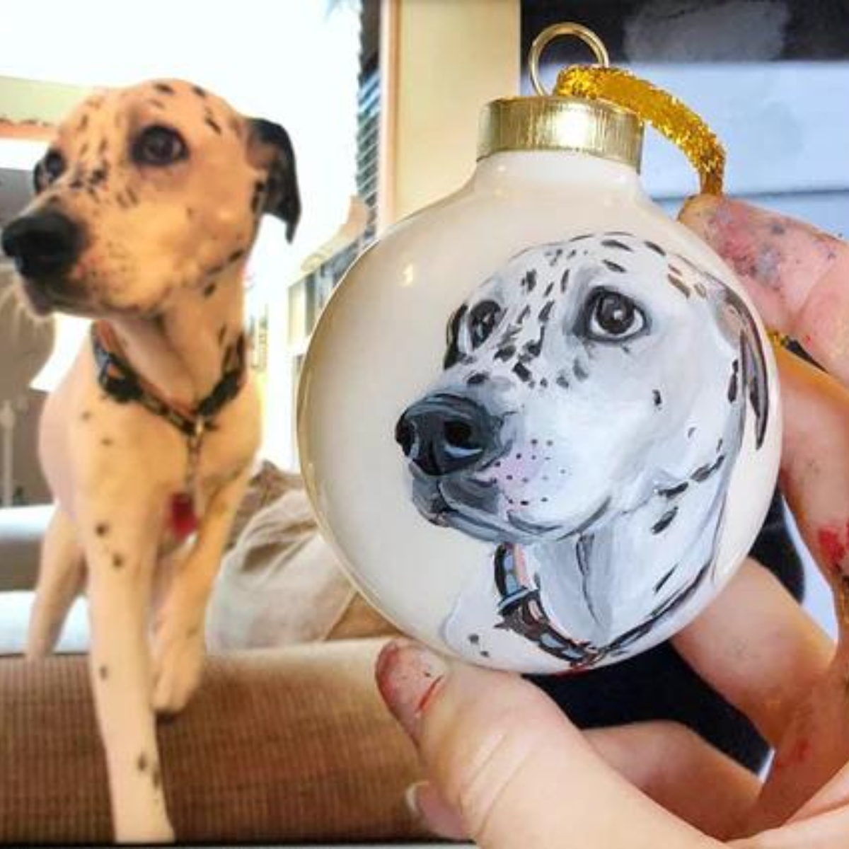 Custom Pet Portrait Ceramics Ornament from Your Photographs, Cat, Dog, Horse