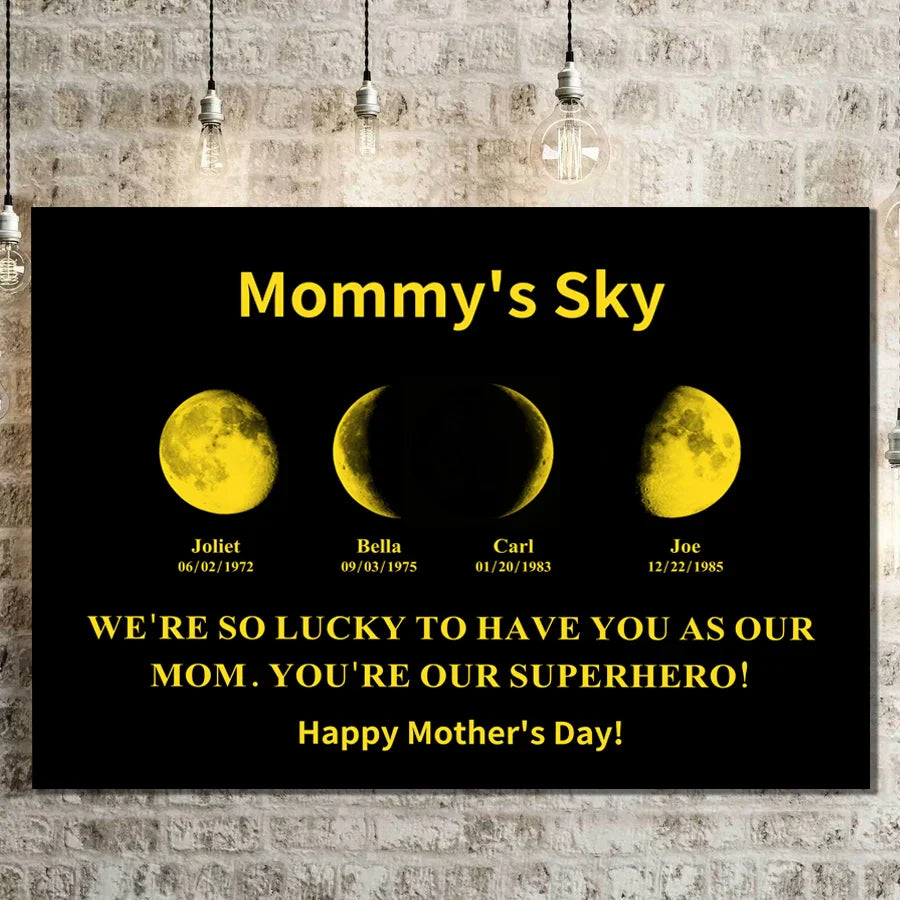 🌔Custom Moon Night Sky Print Family Gift
