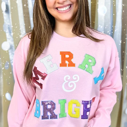 Custom Merry and Bright Soft Chenille Sweatshirt – Cozy Up in Holiday Style 🎄 