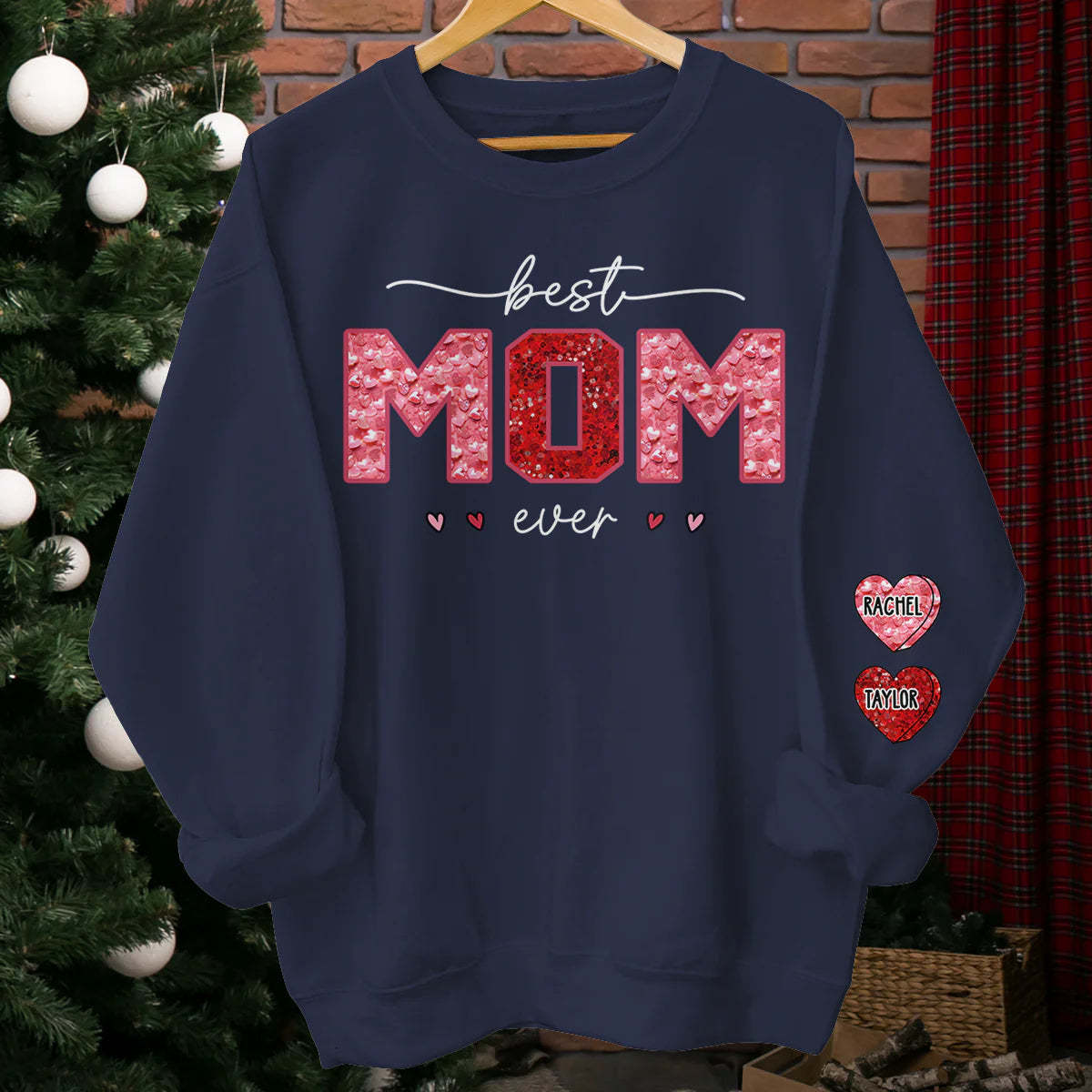 Best Grandma In My Heart - Family Personalized Custom Unisex Sweatshirt With Design On Sleeve