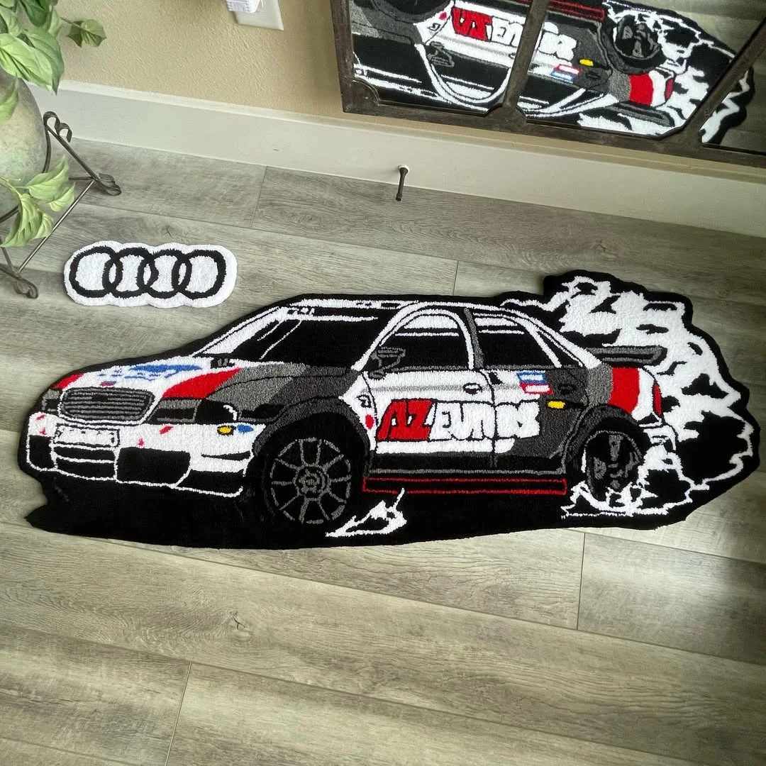 Custom Vintage Car Tufted Slip Rug, Home Decor Rug